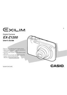 Casio Exilim EX Z 1200 manual. Camera Instructions.
